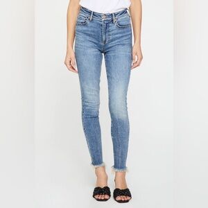 Dear John “Olivia” Mid Rise Skinny Jeans With Raw Hem Size 26